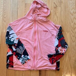 Adidas x FARM Rio Campera Oversized Zip Hoodie Glory Pink/Scarlet colorway